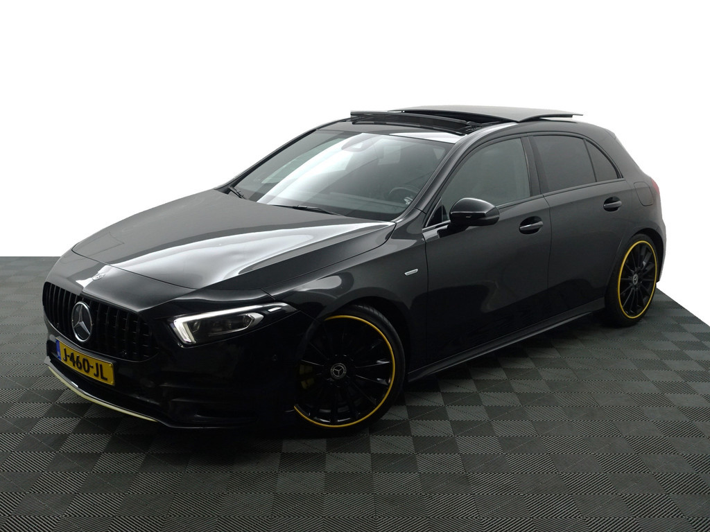 
Mercedes-Benz A-Klasse 250 AMG Yellow Art Aut- Panoramadak, Burmester Audio, Sfeerverlichting, Xenon Led, Stoelverwarming vol									